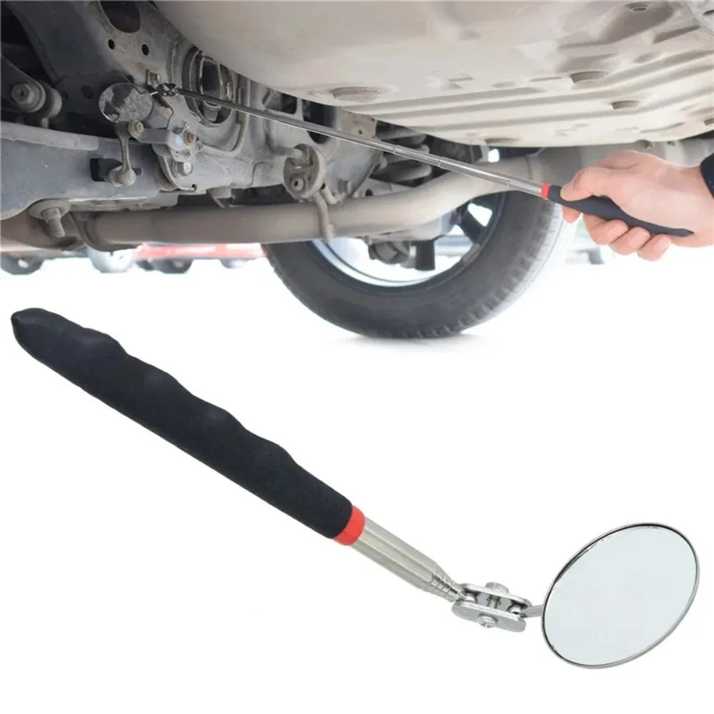 360° Inspection Mirror LED Light Telescoping Mirrors Extend Mechanic Tools Inspection Mirror Telescopic Handle Repairing Tools