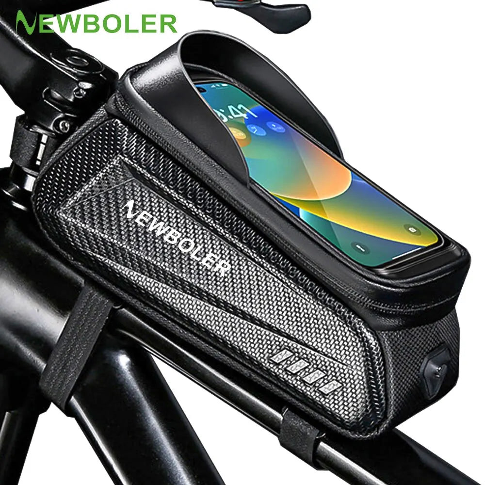 NEWBOLER Bike Bag 2L Frame Front Tube Cycling Bag Bicycle Waterproof Phone Case Holder 7.2Inches Touchscreen Bag Accessorie