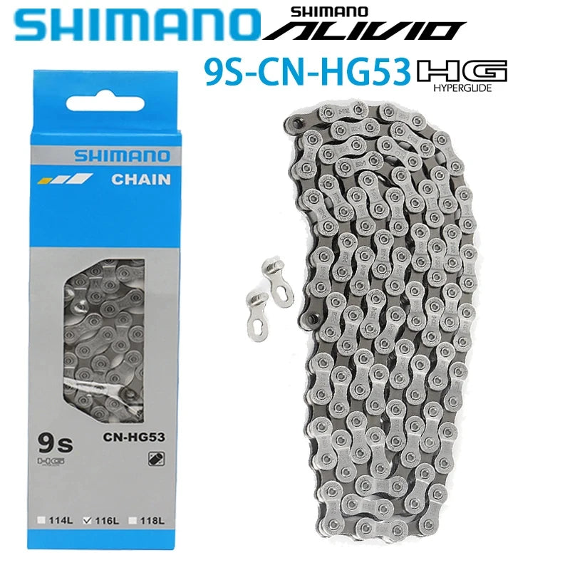 SHIMANO ALIVIO HG-53 MTB Chain 9 Speed CAPREO Ultra Narrow HYPERGLIDE HG 116L Original Mountain Bike 9V Chain Parts