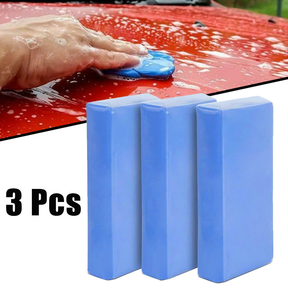 3 Pcs Car Clay Cleaning Bar Detailing Waxing Polish Treatment Fine Grade Blue Vehicle Wash Mud Fit Auto Glass Stains Rust Oil