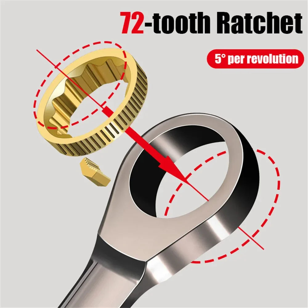 Industrial Grade Ratchet Wrench Quick and Labor-saving Extended Opening Small Board Double End Automotive Repair Tool Set