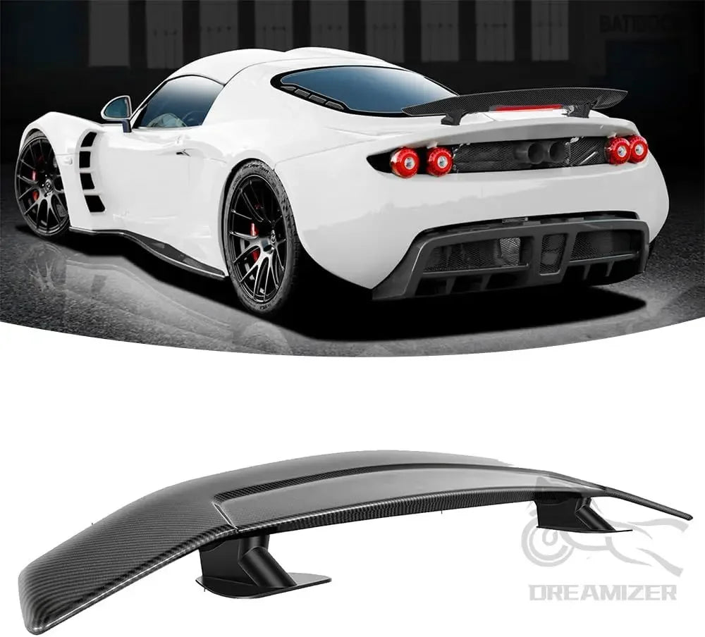 47" GT Style Carbon Fiber Black Look Universal Use Rear Trunk Lid Car Spoiler Wings For Mostly Sedan Coupe Vehicles