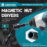 LIBRATON 16PCS Magnetic Nut Driver Set, 1/4"-9/16" Nut Drivers and 1/4"-4/3" Deep Nut Drivers, SAE Nut Driver for Impact Drills