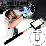 360° Inspection Mirror LED Light Telescoping Mirrors Extend Mechanic Tools Inspection Mirror Telescopic Handle Repairing Tools