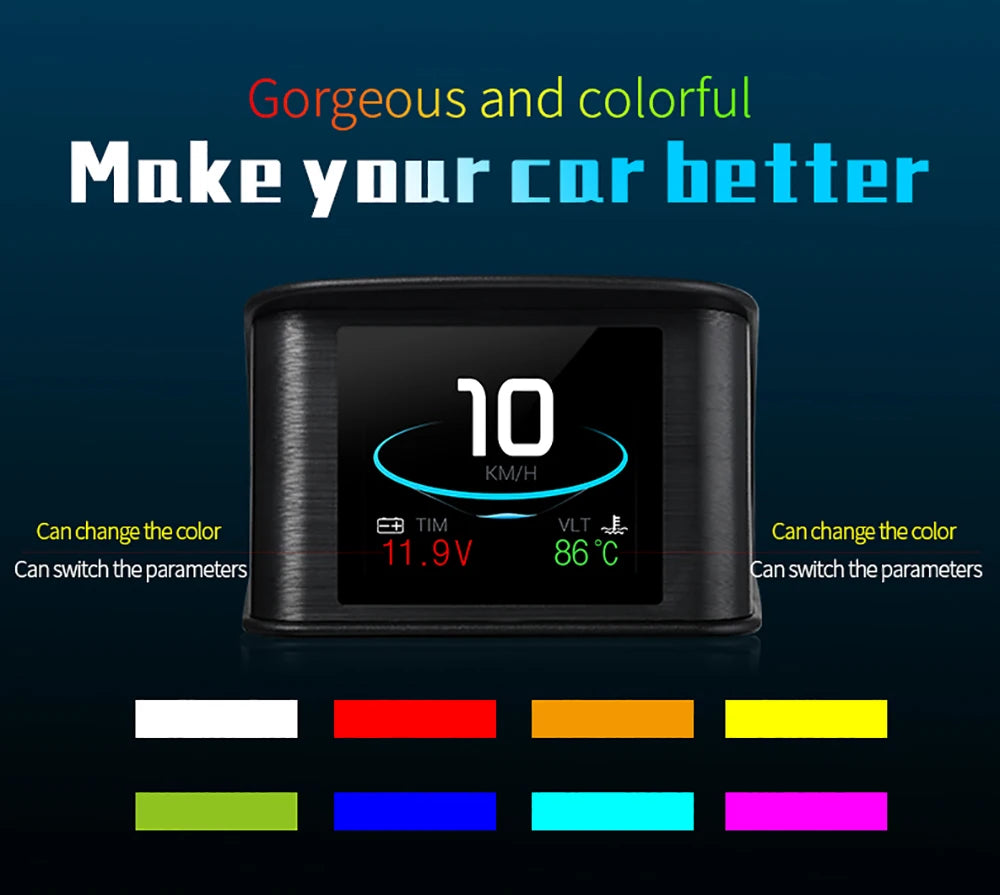 P10 PRO Car OBD2 Head Up Display Digital Speedometer On Board Computer Overspeed Alarm Engine Fault Code Electronic Accessories