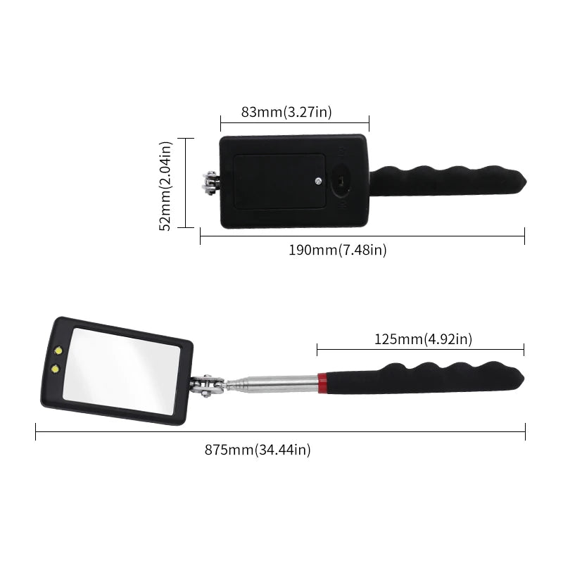 Automobile Chassis Endoscope 360°Telescoping Mirrors Angle LED Light Magnification Inspection Mirror Car Repair Detection Tools