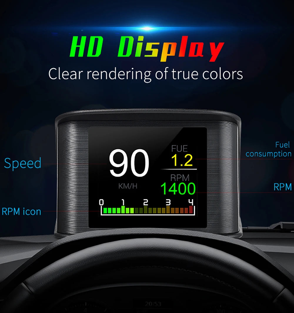 P10 PRO Car OBD2 Head Up Display Digital Speedometer On Board Computer Overspeed Alarm Engine Fault Code Electronic Accessories