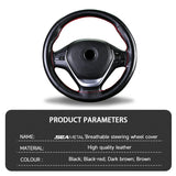 SEAMETAL Genuine Leather Car Steering Wheel Cover with Needles Thread DIY Braid 37-38cm Anti-Slip Cowhide Steer-Wheel Protector