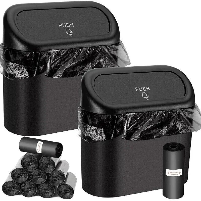 3Pcs Car Trash Can (with Lid) Contains 60 (300) Garbage Bags, Small Car Trash Can, Leak-proof Mini Car Accessories