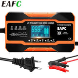 EAFC 12V 12A Car Battery Charger 240W Fully Automatic Pulse Repair Charging Suitable for Car Motorcycle AGM GEL WET Lead Acid