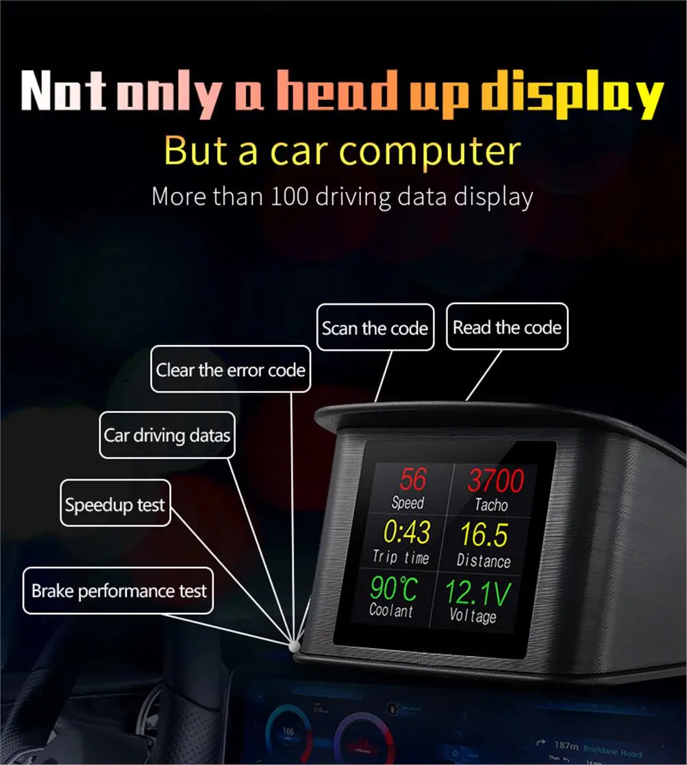 P10 PRO Car OBD2 Head Up Display Digital Speedometer On Board Computer Overspeed Alarm Engine Fault Code Electronic Accessories