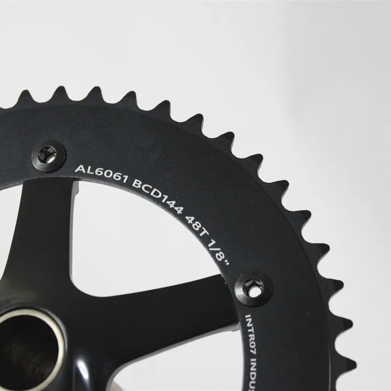 INTRO7-Aluminum Crankset, Fixed Gear Crank, 48T, 170mm, BCD144, Single Speed, TRACK Bike Crank, Bicycle Chainwheel Include BB