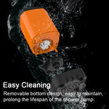 Outdoor Camping Shower IPX7 Waterproof Orange with Digital Display Portable Electric Shower Pump for Hiking Travel Pet Watering