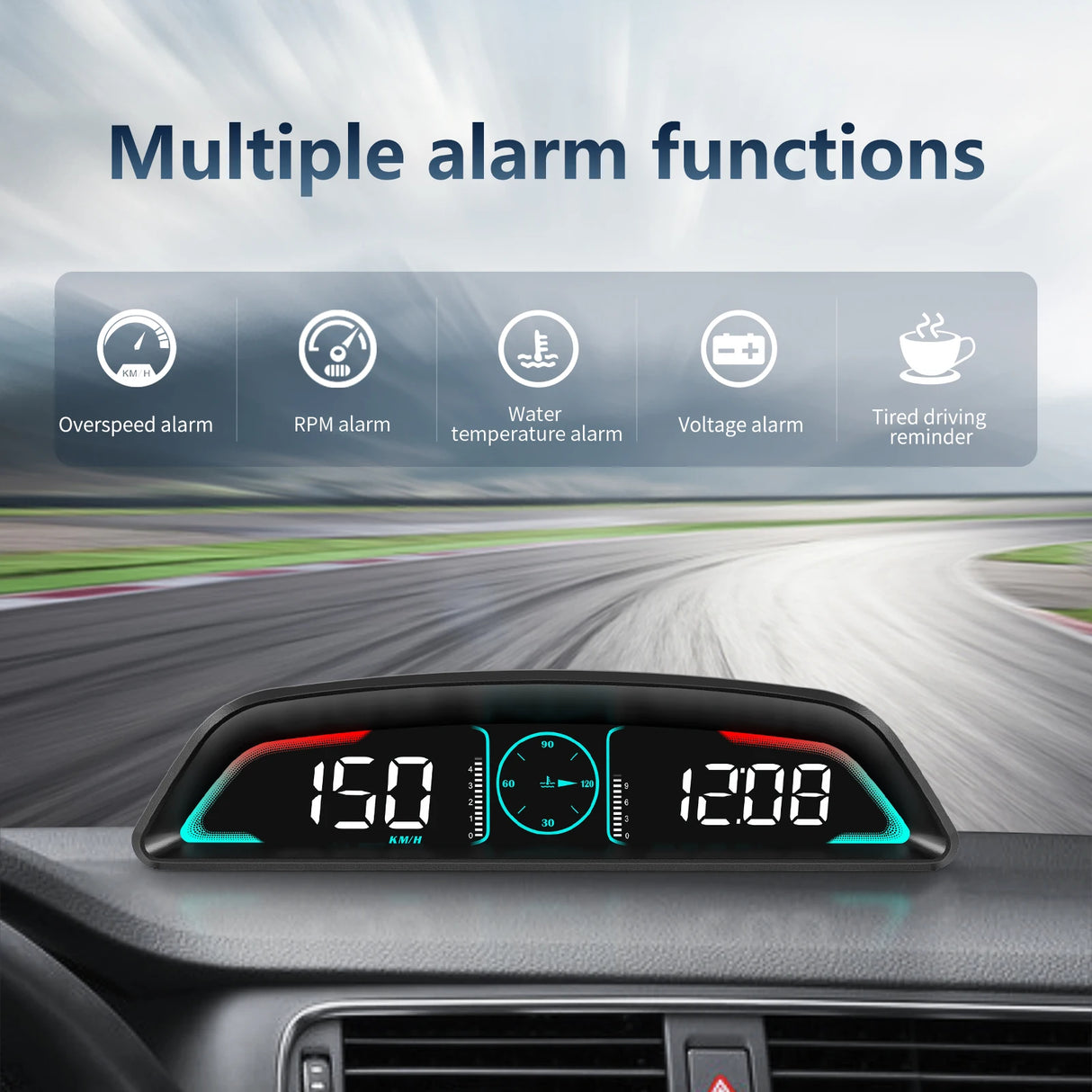 New Car HUD B3 OBD Head Up Display Multifunctional Display of Time Speed Driving Distance Driving Time Fuel Consumption Voltage