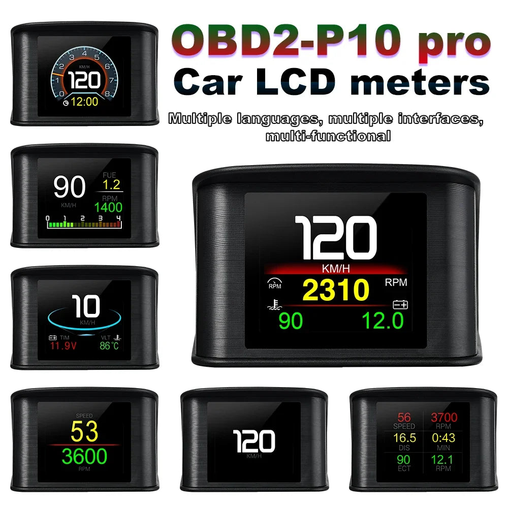 P10 PRO Car OBD2 Head Up Display Digital Speedometer On Board Computer Overspeed Alarm Engine Fault Code Electronic Accessories