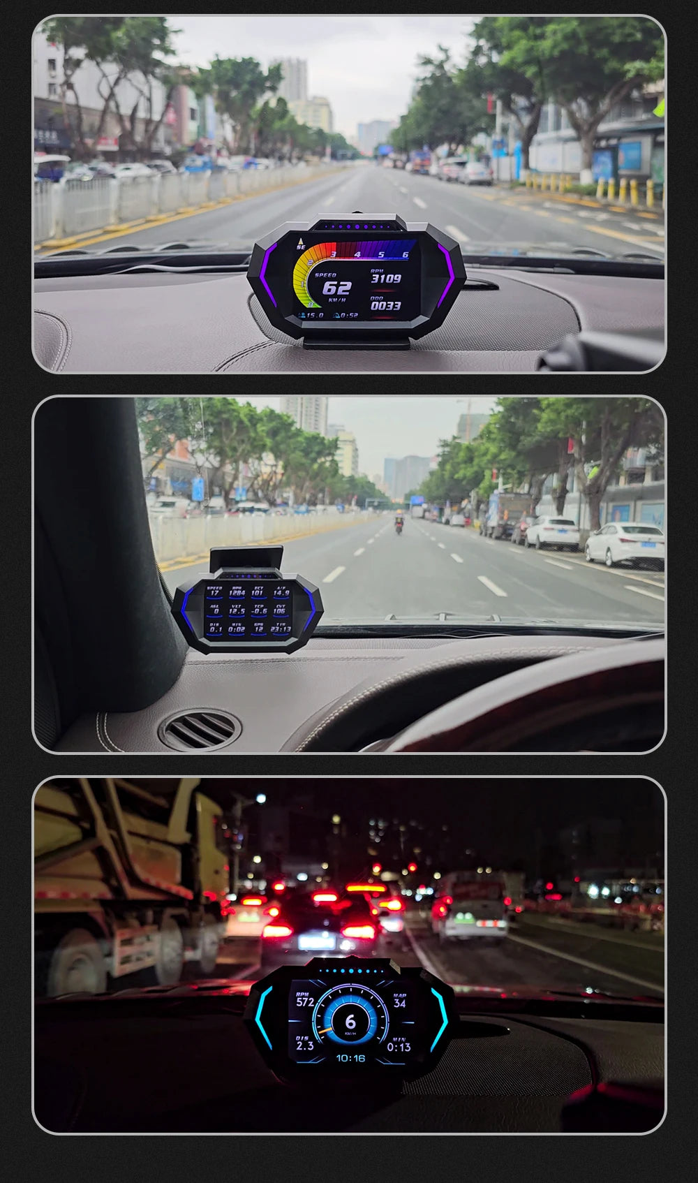 OBD + GPS HUD P24 Car OBD Head Up Display HUD on Board Computer Digital Speedometer Water Temp Fuel Consumption Slope Meter