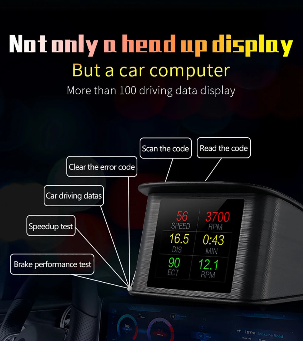 P10 PRO Car OBD2 Head Up Display Digital Speedometer On Board Computer Overspeed Alarm Engine Fault Code Electronic Accessories