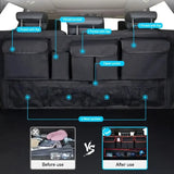 Car Trunk Organizer Rear Seat Back Storage Bag Net High Capacity Hanging Tidying Interior Pouch Auto Accessories Supplies Tools