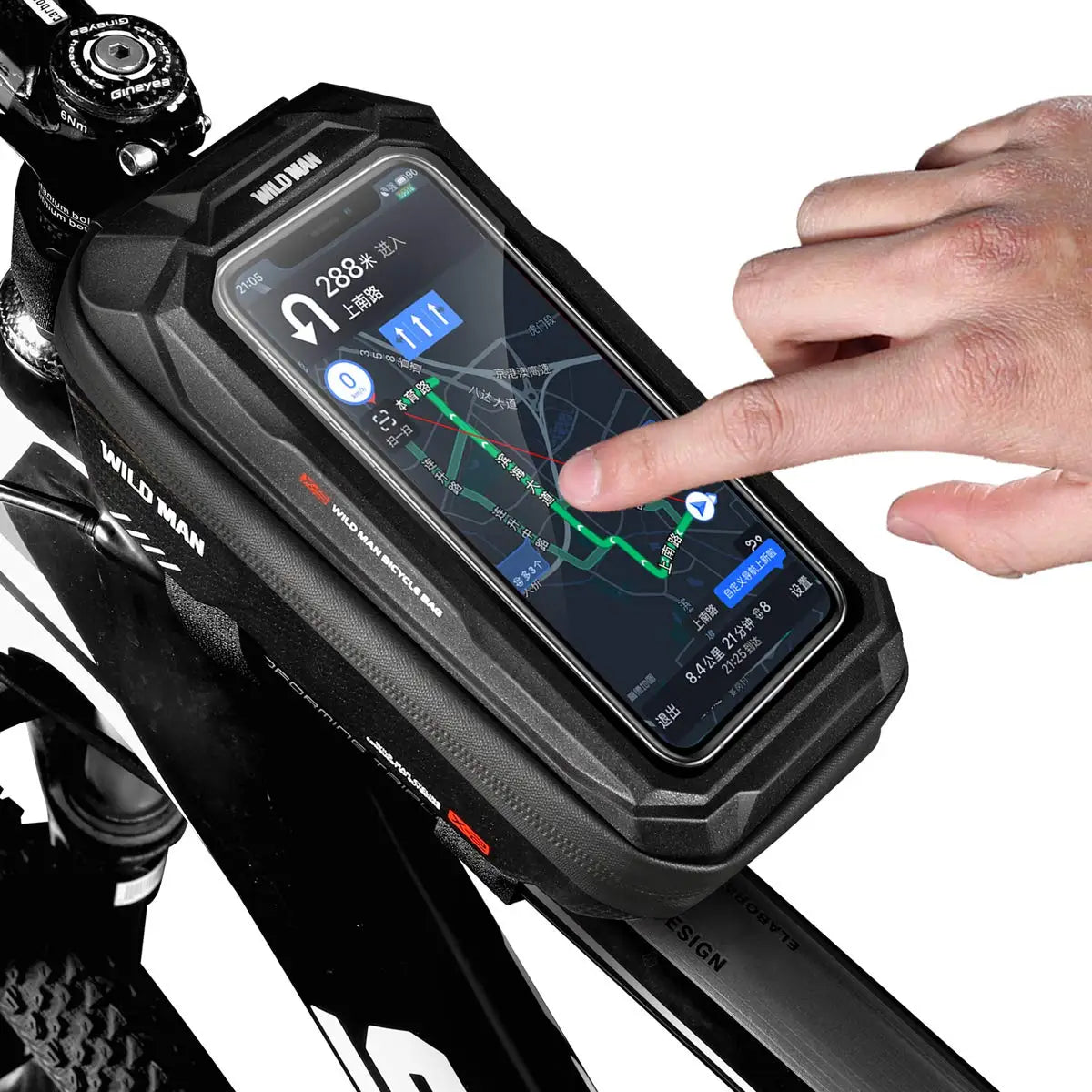 WILD MAN New Bike Bag Frame Front Top Tube Cycling Bag Waterproof 6.6in Phone Case Touchscreen Bag MTB Pack Bicycle Accessories