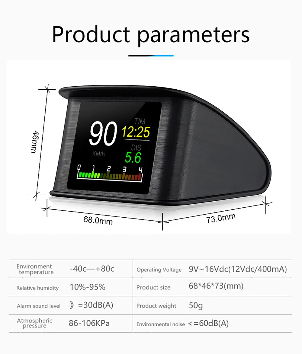 P10 PRO Car OBD2 Head Up Display Digital Speedometer On Board Computer Overspeed Alarm Engine Fault Code Electronic Accessories