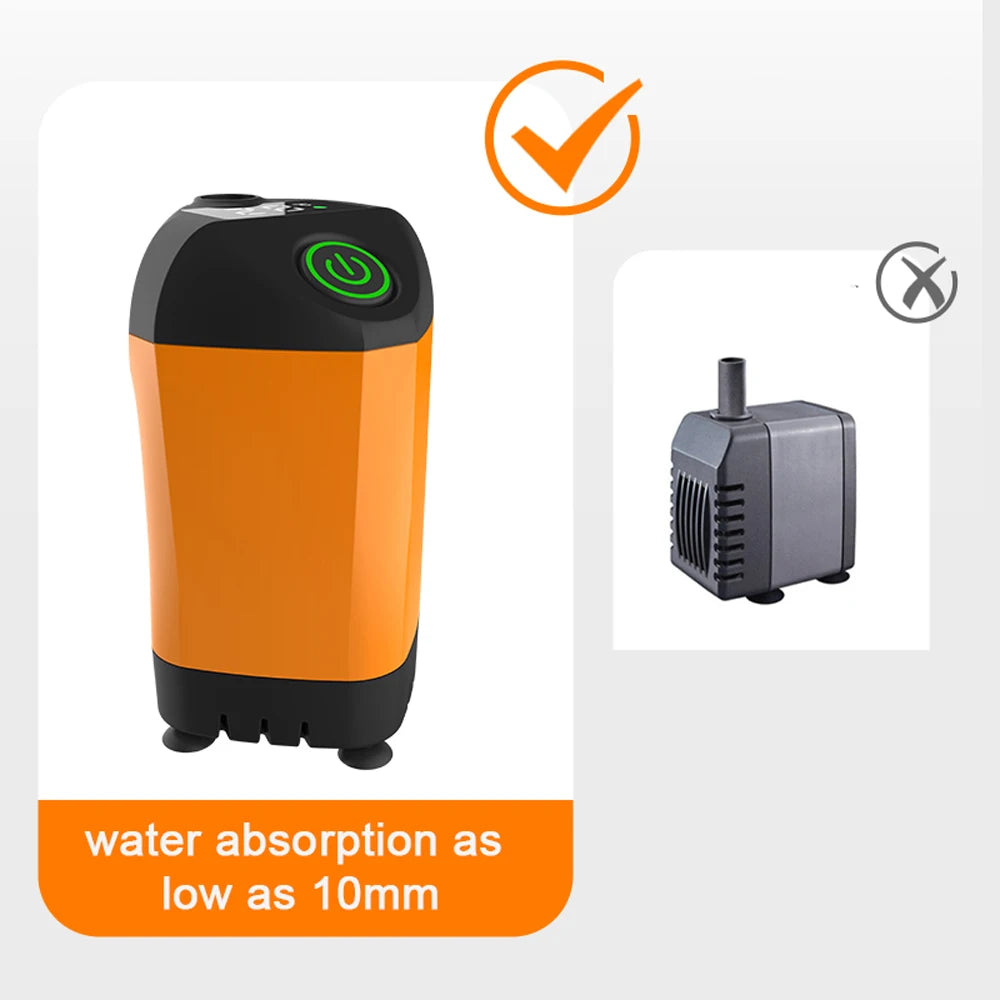 Outdoor Camping Shower IPX7 Waterproof Orange with Digital Display Portable Electric Shower Pump for Hiking Travel Pet Watering