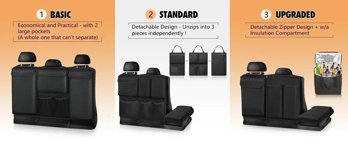 Universal Car Trunk Organizer Large Capacity Oxford Cloth Rear Seat Storage Cargo Rack Removable Seat Back Hanging Organizer