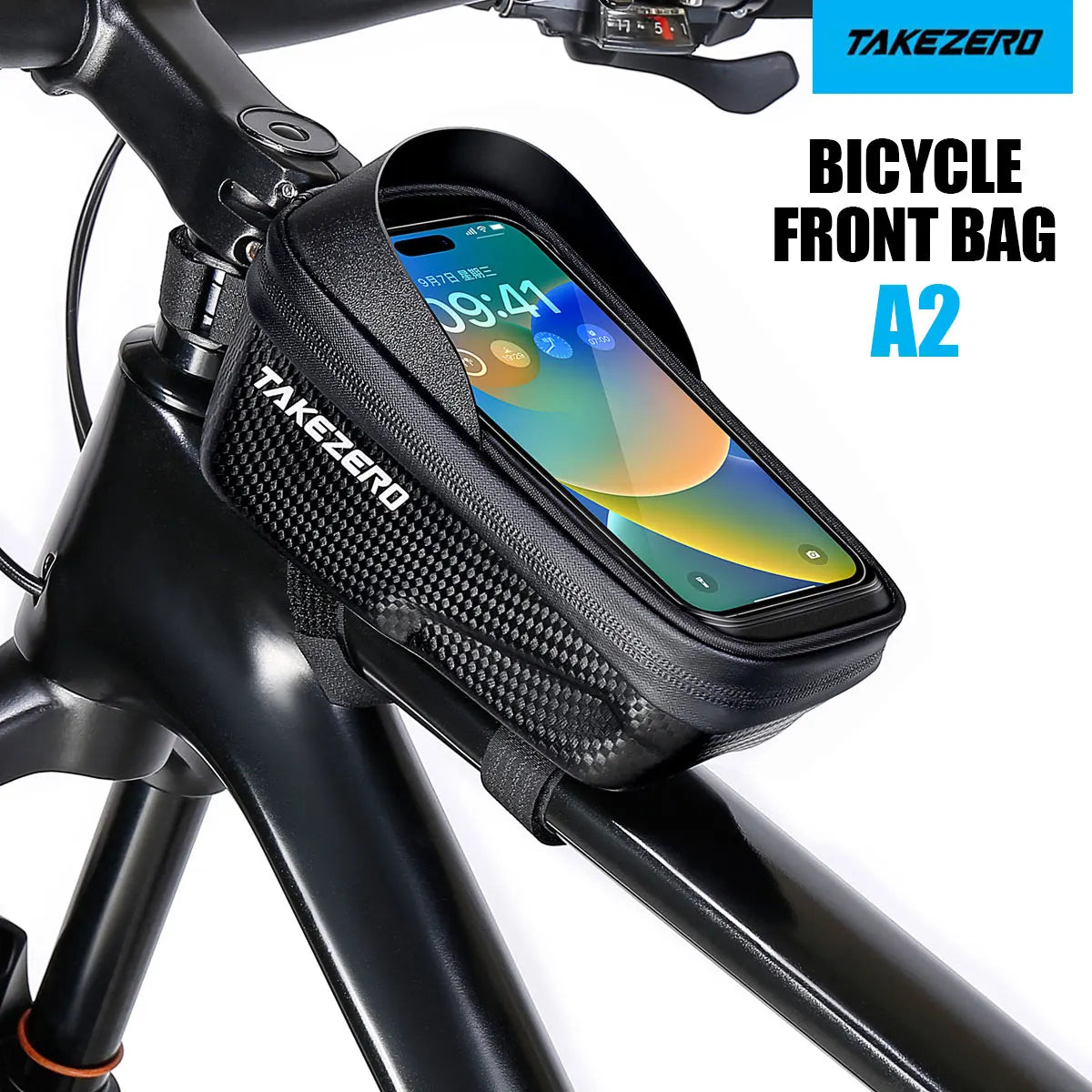 TAKEZERO A2 Mountain Bicycle Bag - Hard Shell EVA Front Bar Bag for Road Bikes, Mobile Phone Handlebar Bag - Cycling Equipment