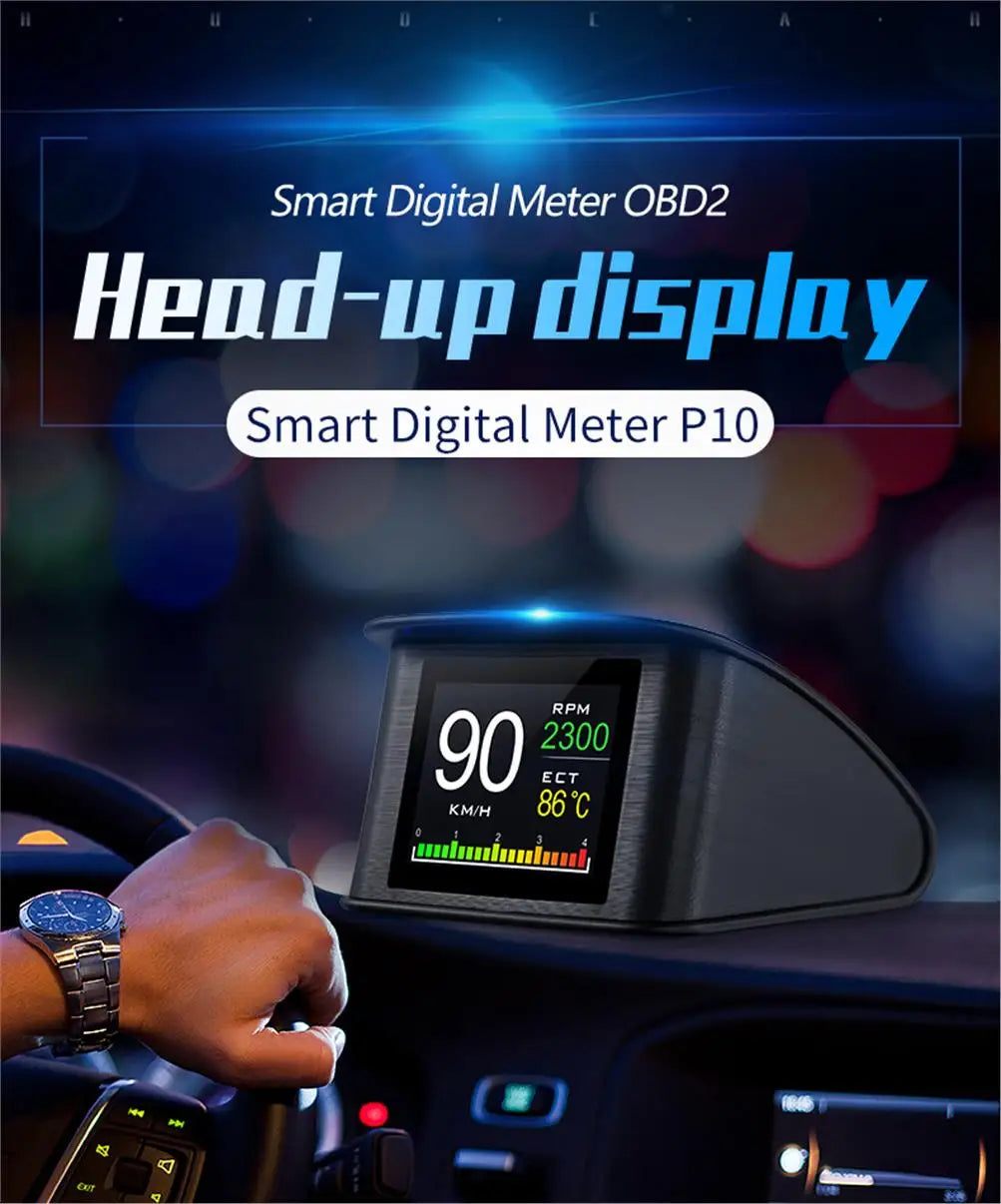 P10 PRO Car OBD2 Head Up Display Digital Speedometer On Board Computer Overspeed Alarm Engine Fault Code Electronic Accessories