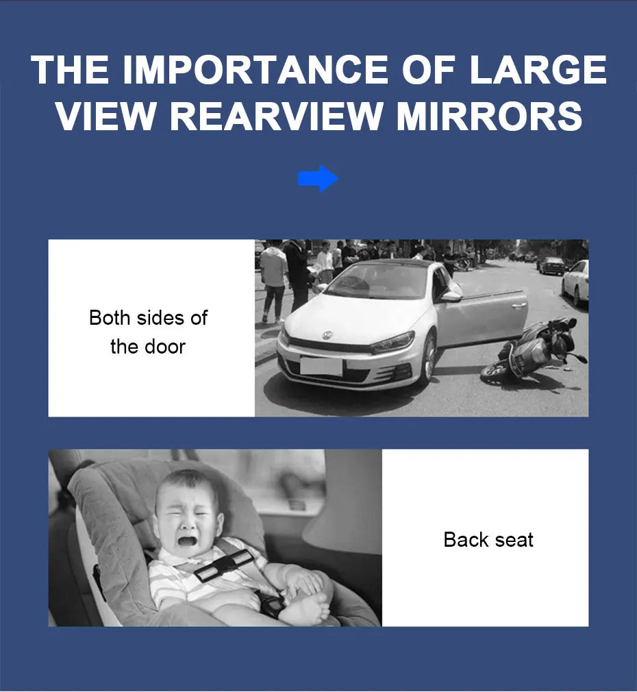 BLALION Car Baby Mirrors Rear View Mirror Wide Angle Panoramic Assisting Anti-glare Large Vision Interior Monitor Auto Universal