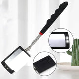 360° Inspection Mirror LED Light Telescoping Mirrors Extend Mechanic Tools Inspection Mirror Telescopic Handle Repairing Tools