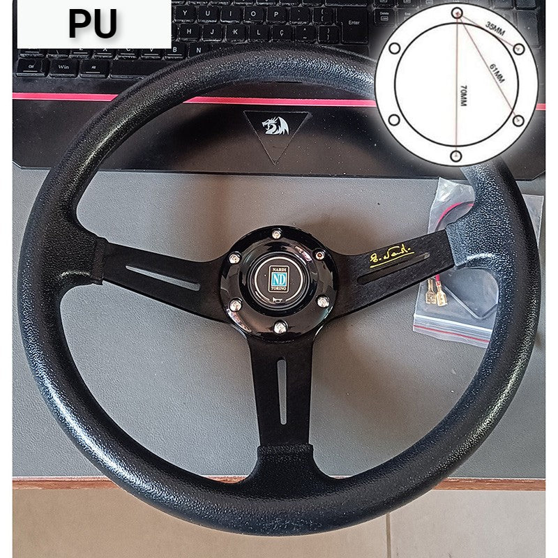 Nardi 14 Inch ND PU Auto Racing Steering Wheels Universal Deep Corn Drifting Sport Steering Wheel with ND Logo