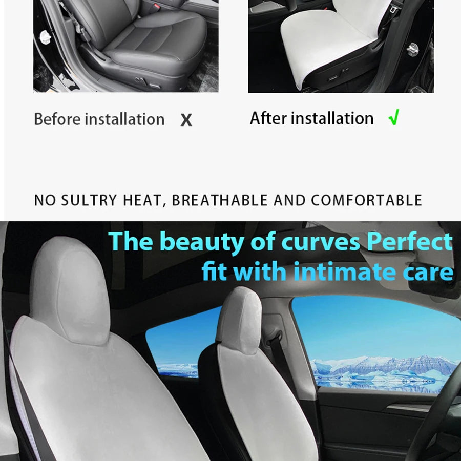 For Tesla Model 3 /Y High Quality Flannel Upholstered Seat Cover Snug Warm Cushion Car Modified Interior Decorate Accessories