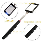 360° Inspection Mirror LED Light Telescoping Mirrors Extend Mechanic Tools Inspection Mirror Telescopic Handle Repairing Tools