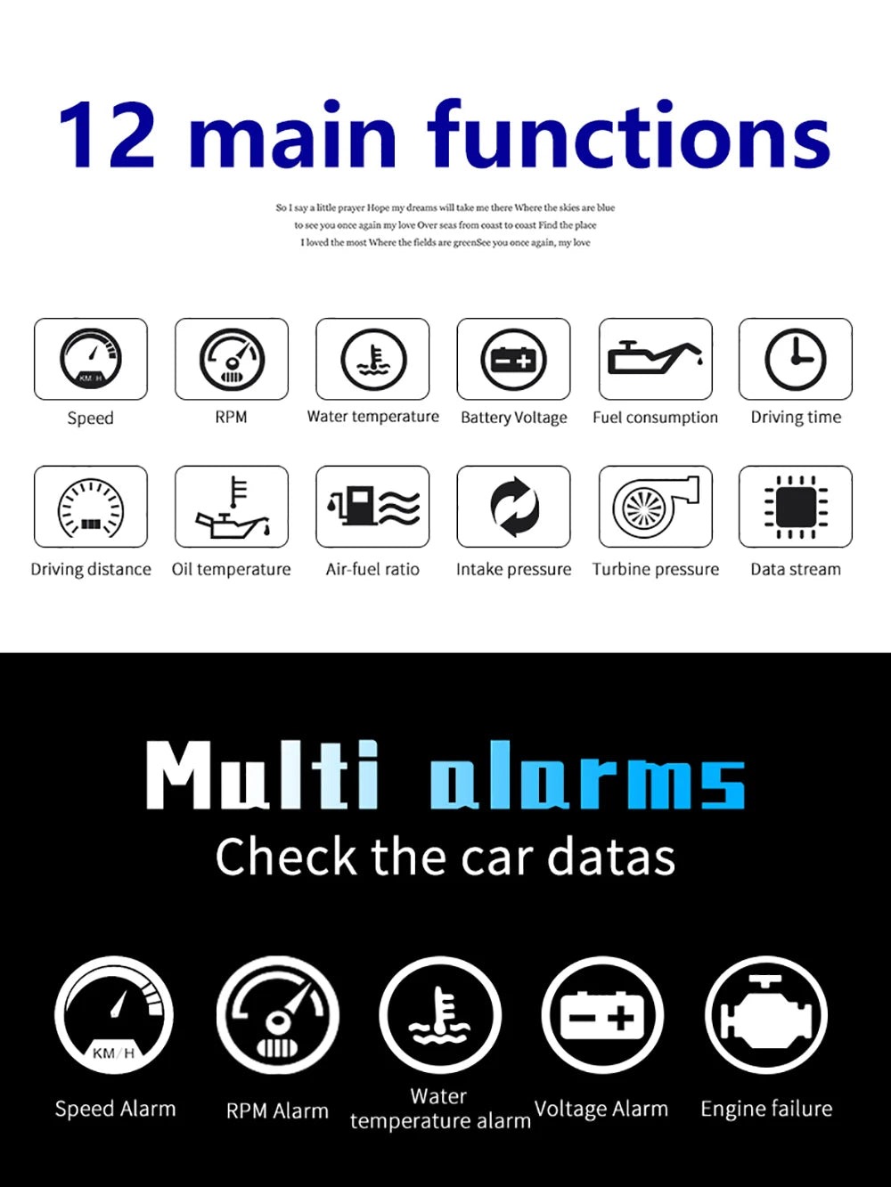 P10 PRO Car OBD2 Head Up Display Digital Speedometer On Board Computer Overspeed Alarm Engine Fault Code Electronic Accessories