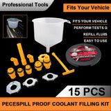 15Pcs/Set Car Oil Chang Tools Coolant Filling Fuel Fluid Pour Funnel Spout Spill Proof Kit Fit Vehicles Accessories Universal