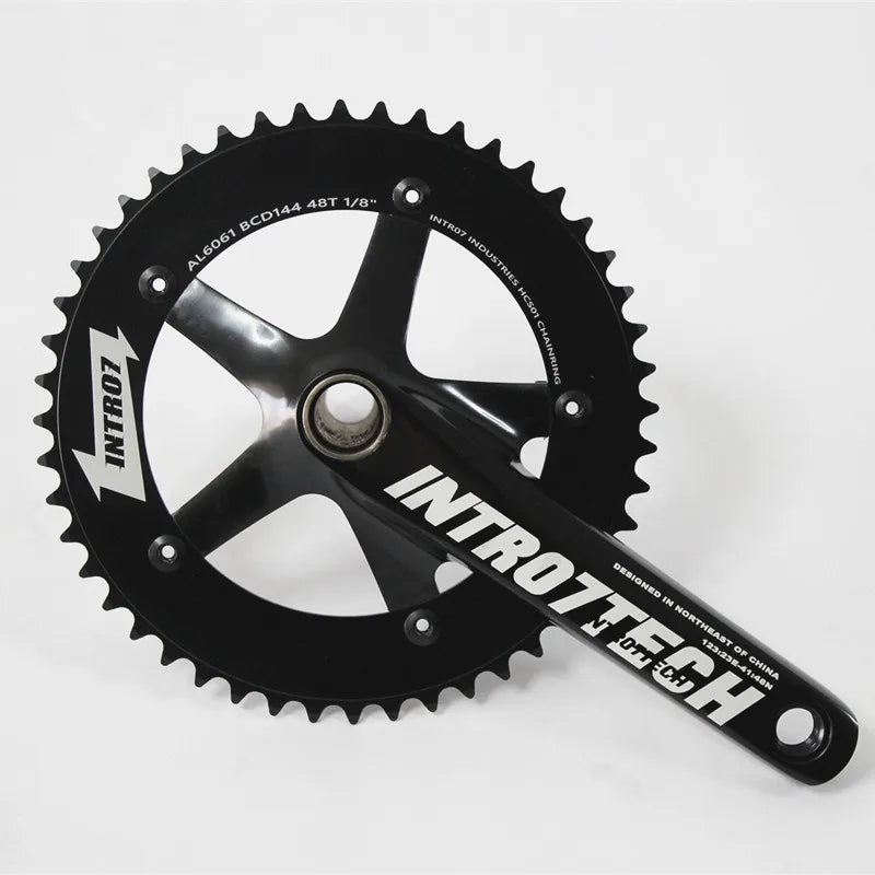 INTRO7-Aluminum Crankset, Fixed Gear Crank, 48T, 170mm, BCD144, Single Speed, TRACK Bike Crank, Bicycle Chainwheel Include BB