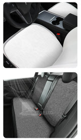 Ice Silk Linen Car Seat Cushion For Tesla Model 3 2017-2023 Car Front Rear Back Seat Covers Breathable Sweatproof Four Seasons