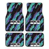 HKS Retro Pattern 4PCS Crystal Velvet Women's Car Floor Mat, Anti Fouling Car Floor Mat Car Interior Accessories
