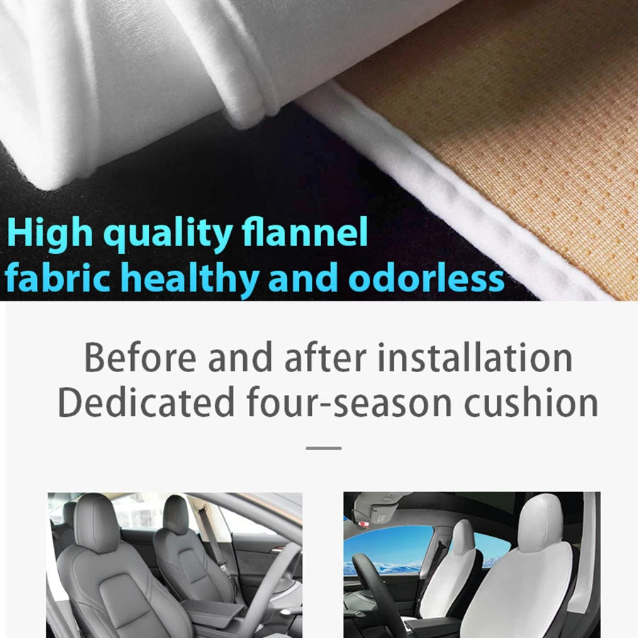 For Tesla Model 3 /Y High Quality Flannel Upholstered Seat Cover Snug Warm Cushion Car Modified Interior Decorate Accessories