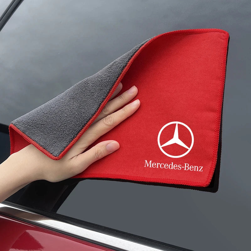 Car Towel Suede Double-sided Car Cleaning Cloth with Car Detail Cleaning brush for Mercedes benz A B R G Class w204 W251 W463