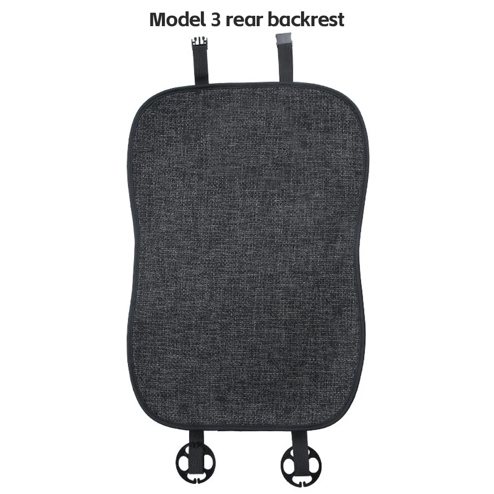 Car Flax Seat Pad Cover Comfortable Non-slip Breathable Front Rear Seatback Cushion For Tesla Model 3 Model Y