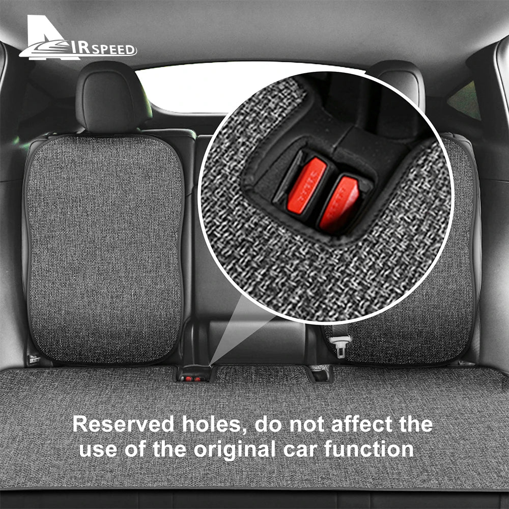 Ice Silk Linen Car Seat Cushion For Tesla Model 3 2017-2023 Car Front Rear Back Seat Covers Breathable Sweatproof Four Seasons