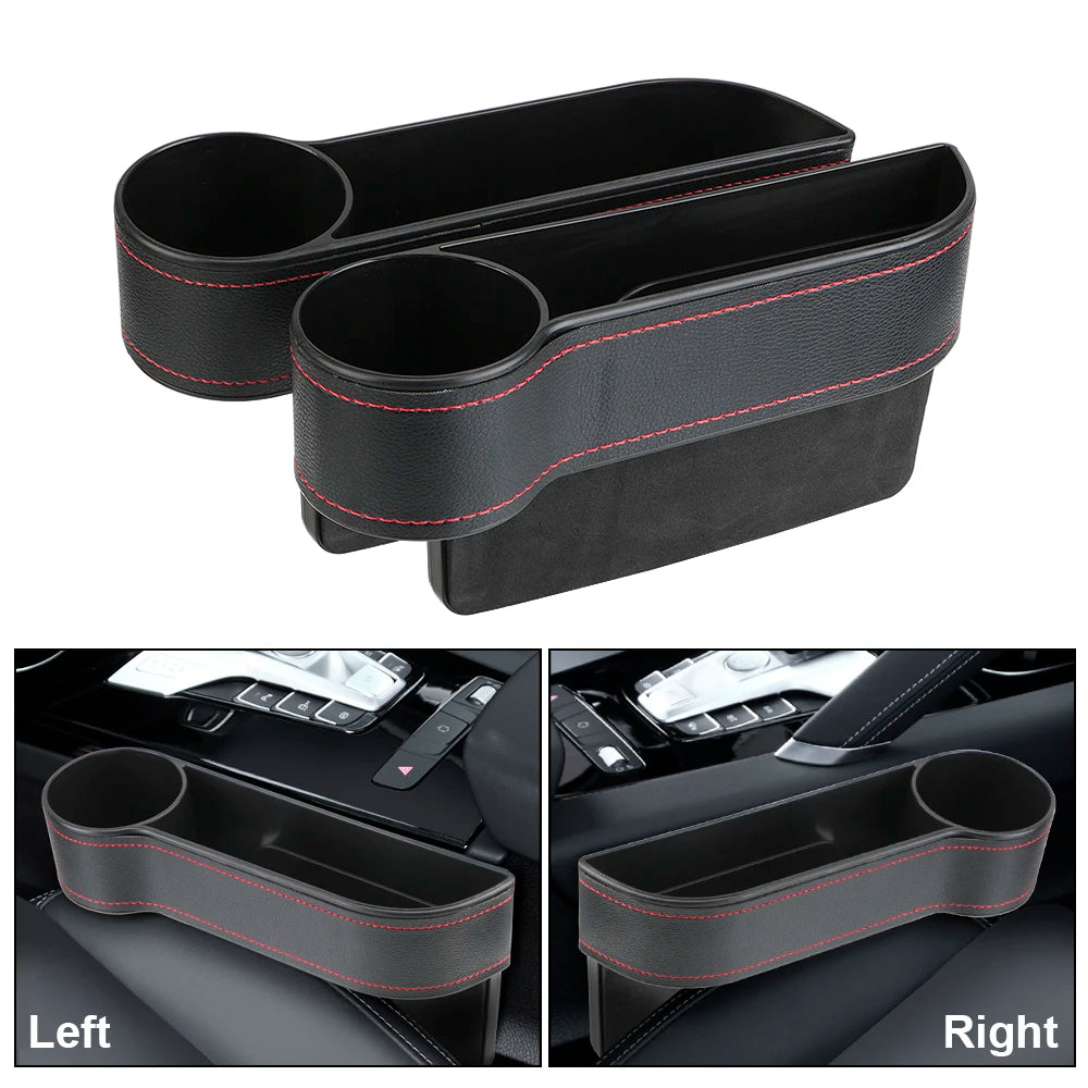 Car Organizer Auto Crevice Pocket USB Chargers Phone Bottle Cups Holder Seat Gap Slit Leather Storage Box Car Accessories