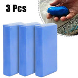 3 Pcs Car Clay Cleaning Bar Detailing Waxing Polish Treatment Fine Grade Blue Vehicle Wash Mud Fit Auto Glass Stains Rust Oil