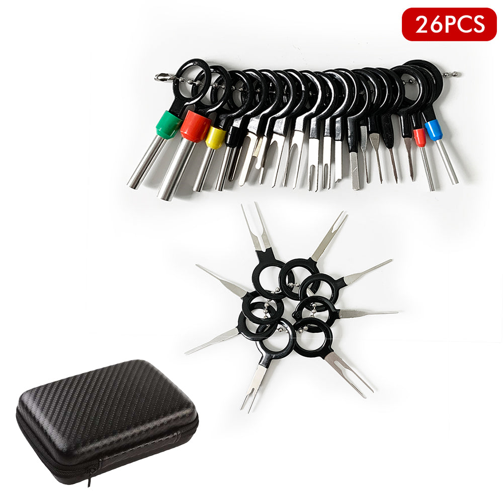 41/26pcs Car Terminal Removal Kit Box Wire Plug Connector Extractor Puller Release Pin Extractor Set Terminal Plug Repair Tools