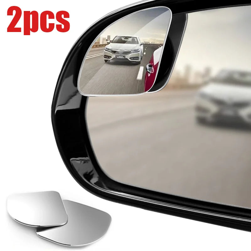 2Pcs Round Frame Convex Blind Spot Mirror Safety Driving Wide-angle 360 Degree Adjustable Clear Rearview Mirror Car Accessories