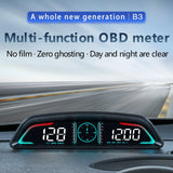 New Car HUD B3 OBD Head Up Display Multifunctional Display of Time Speed Driving Distance Driving Time Fuel Consumption Voltage