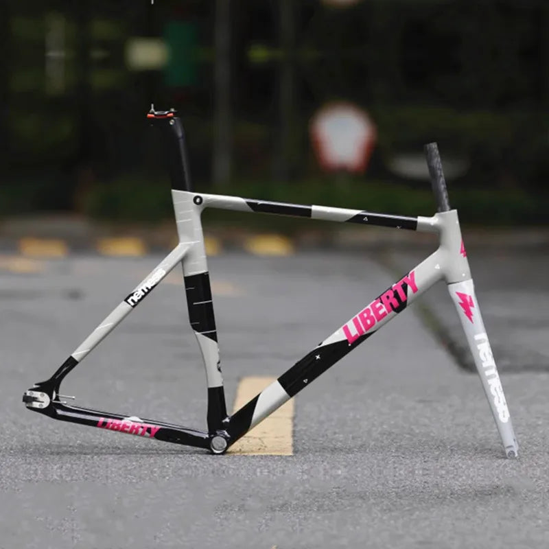 Fixed Gear Bike Frameset 700C Aluminum Fixie Frame Carbon Fork Track Single Speed Bike 52/54CM Frame High Quality Bicycle Parts