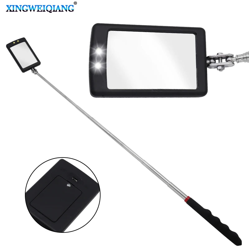 Automobile Chassis Endoscope 360°Telescoping Mirrors Angle LED Light Magnification Inspection Mirror Car Repair Detection Tools